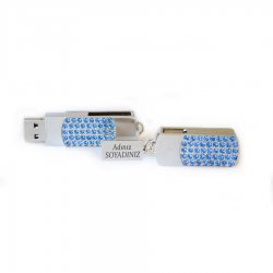 Promosyon Mavi Taşlı Metal Usb Bellek