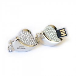 Promosyon Taşlı Kalp Kolye Usb Bellek